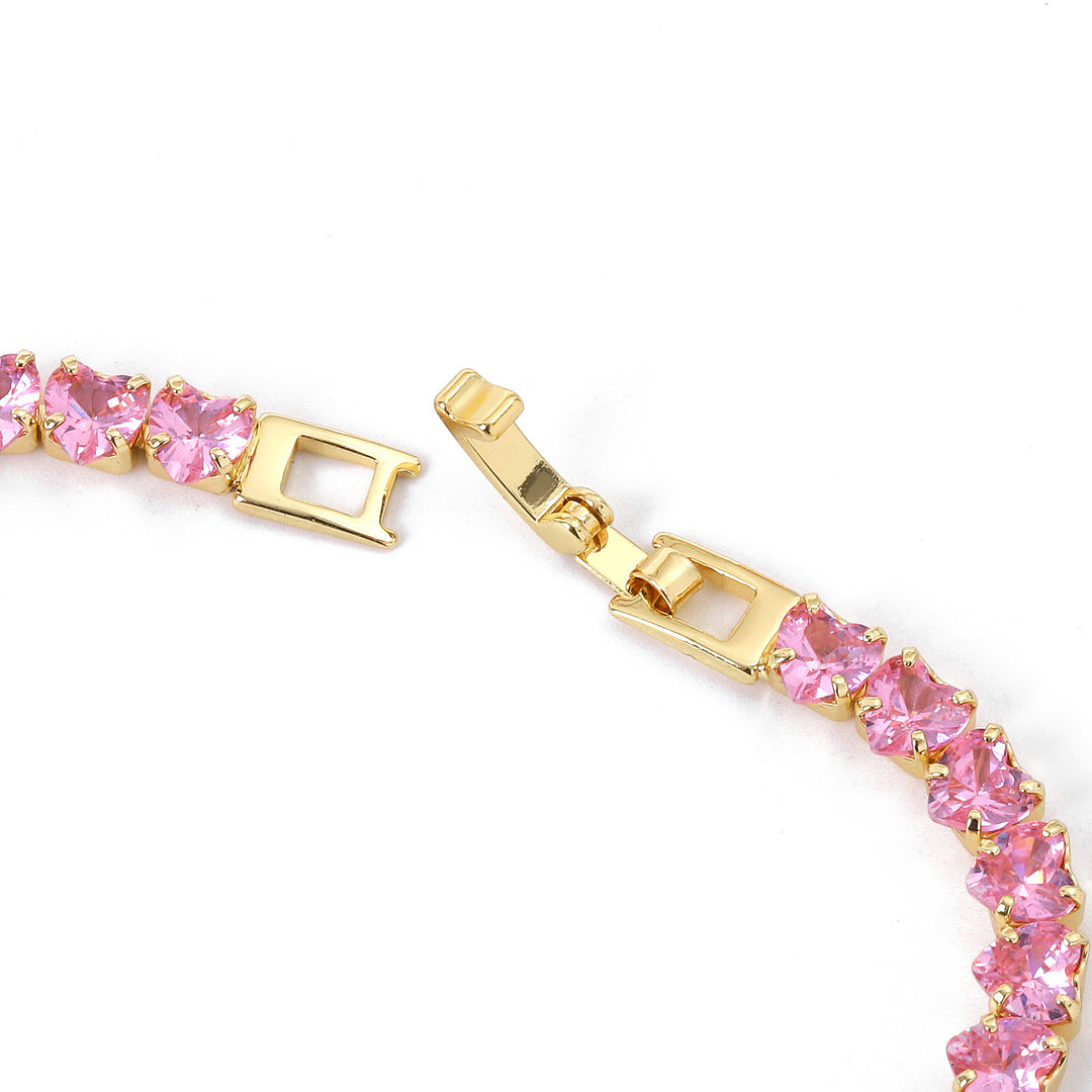 Heartstrings Diamond Tennis Bracelet - Pink