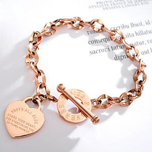 Forever Linked Heart Charm Bracelet - RoseGold