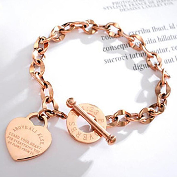 Forever Linked Heart Charm Bracelet - RoseGold