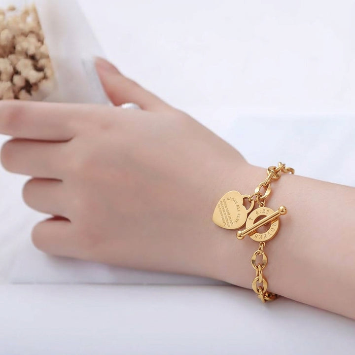 Forever Linked Heart Charm Bracelet - Gold
