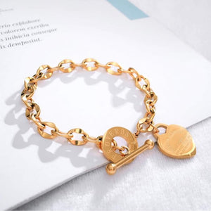 Forever Linked Heart Charm Bracelet - Gold