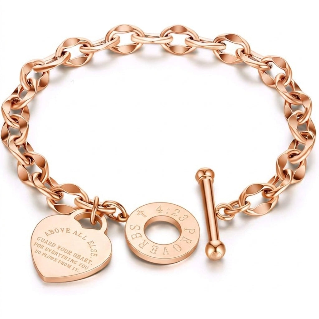 Forever Linked Heart Charm Bracelet - RoseGold
