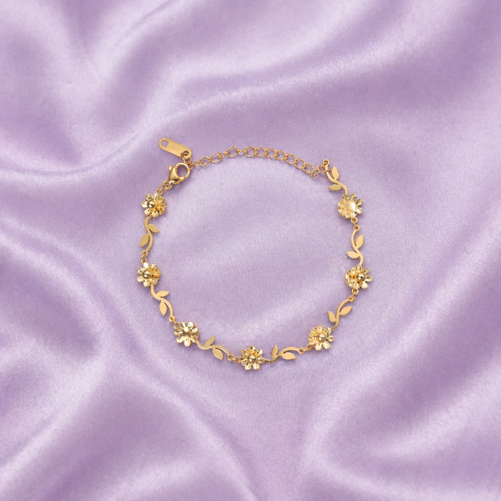 Golden Floral Petal Trail Bracelet