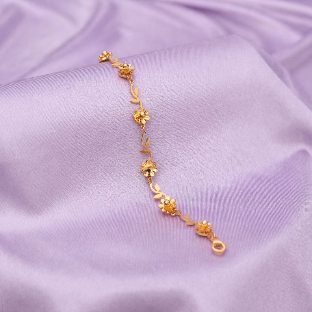 Golden Floral Petal Trail Bracelet