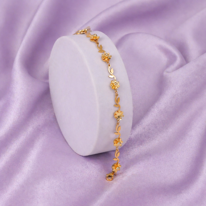 Golden Floral Petal Trail Bracelet
