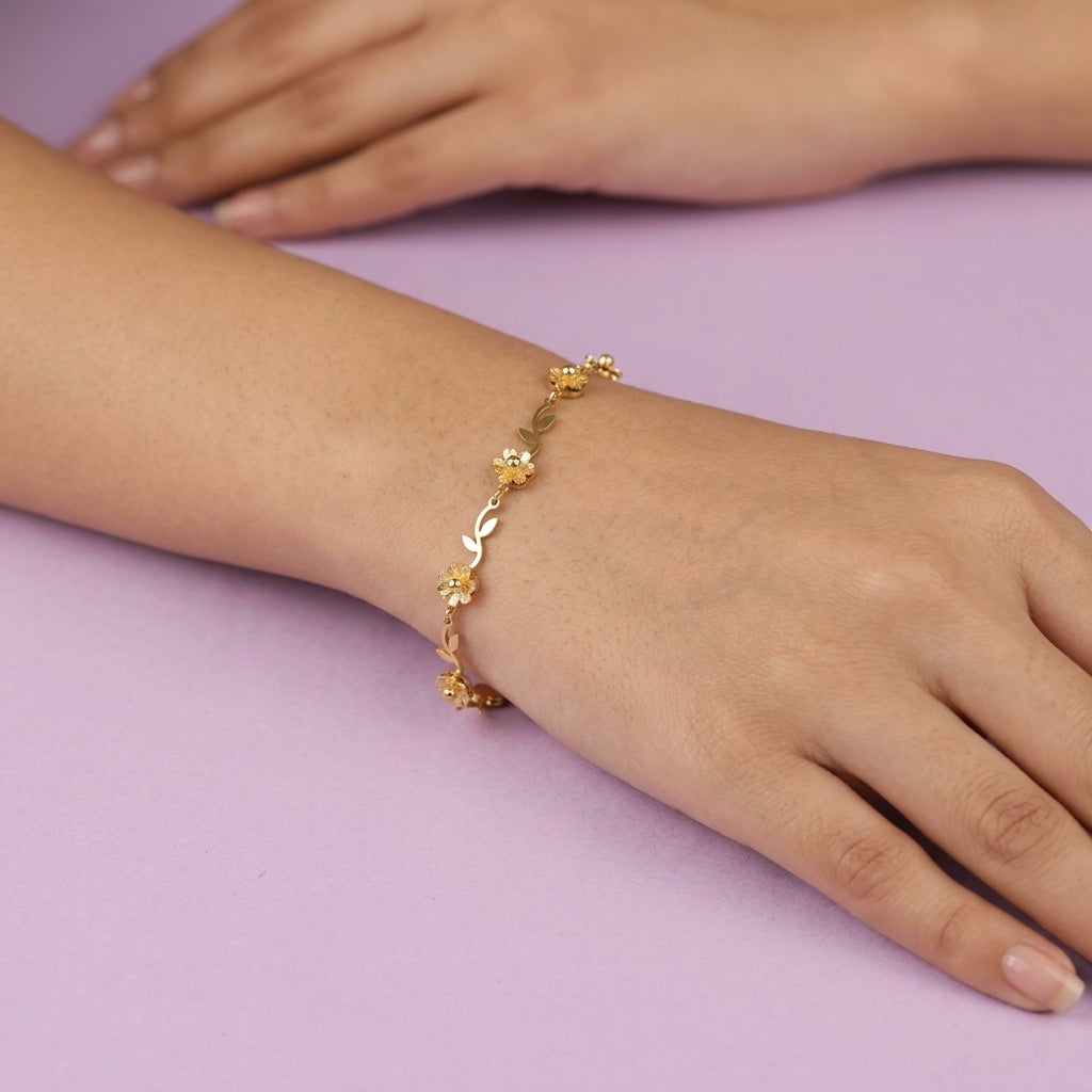 Golden Floral Petal Trail Bracelet