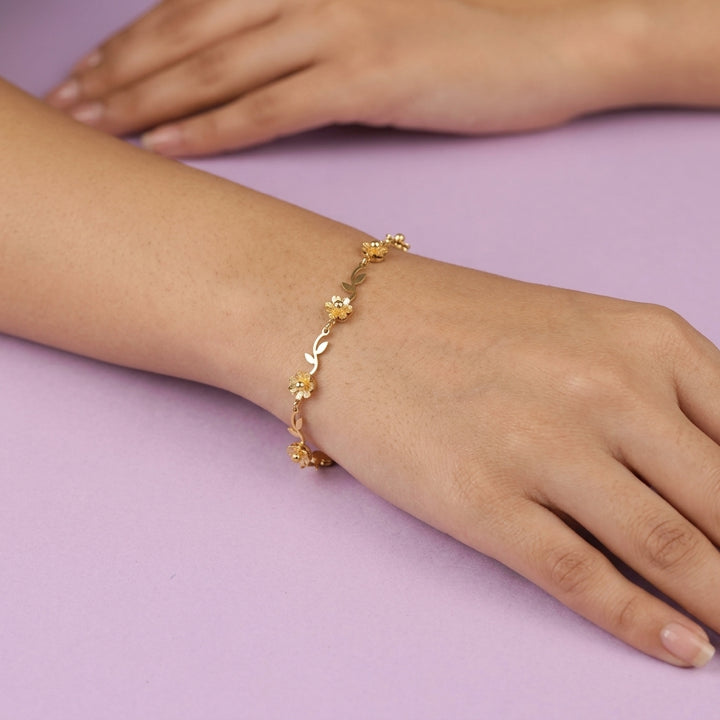 Golden Floral Petal Trail Bracelet