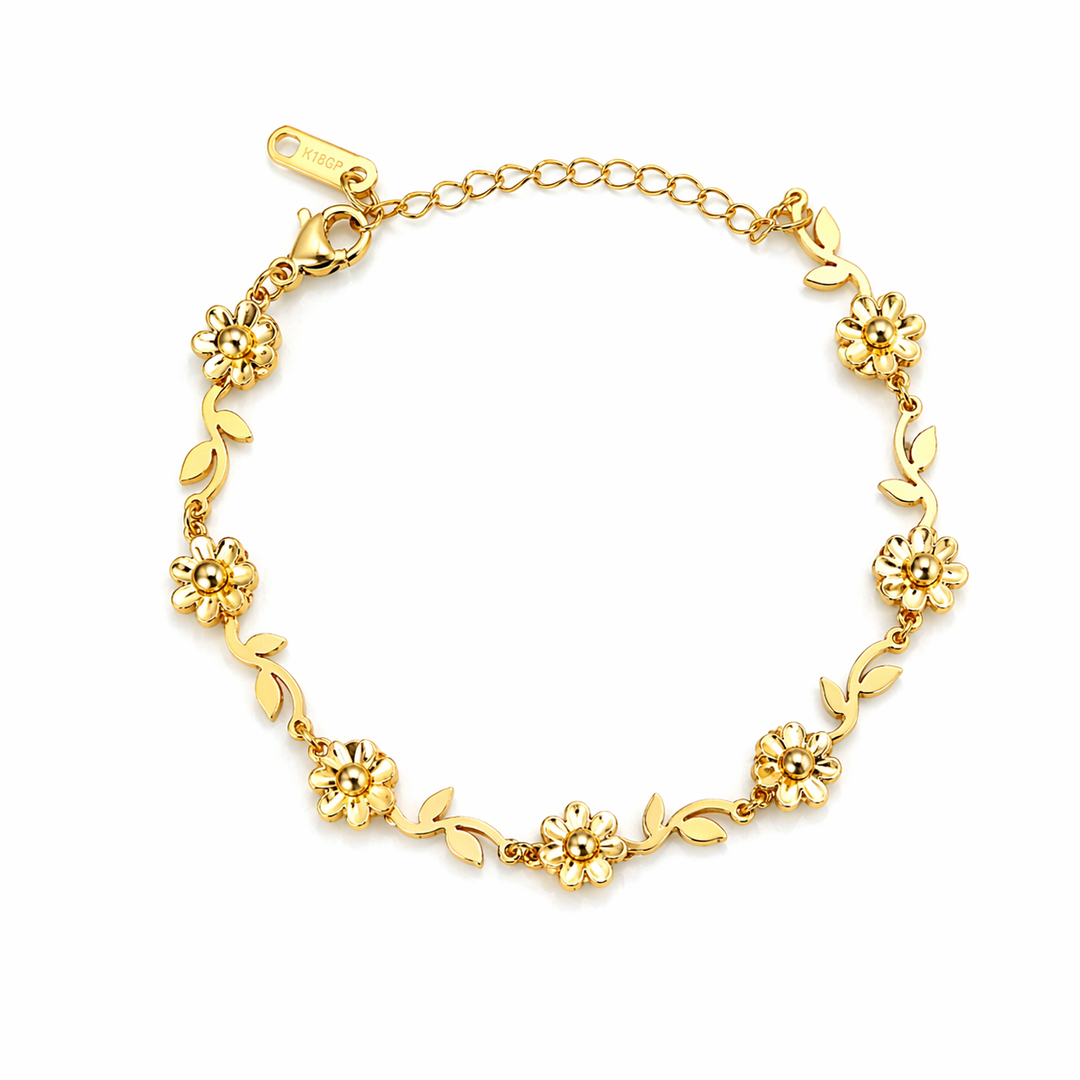 Golden Floral Petal Trail Bracelet