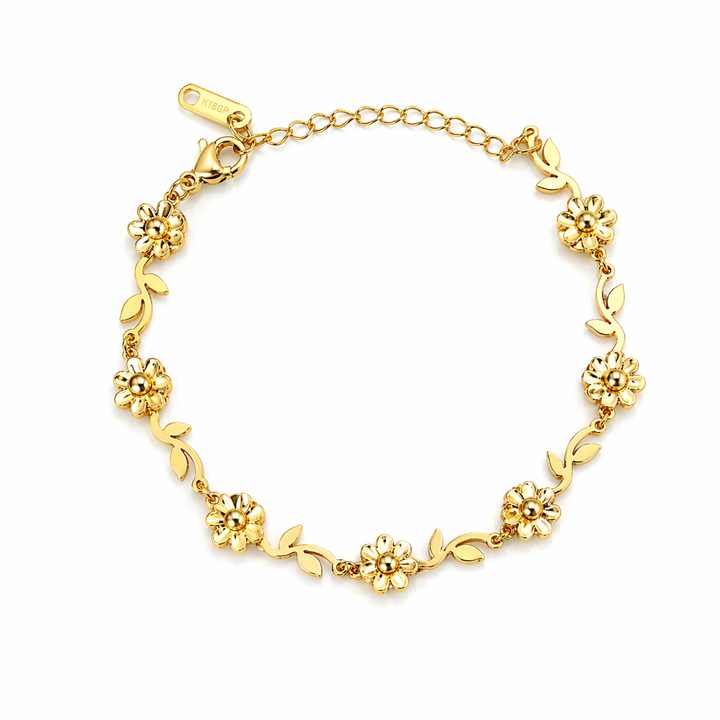 Golden Floral Petal Trail Bracelet