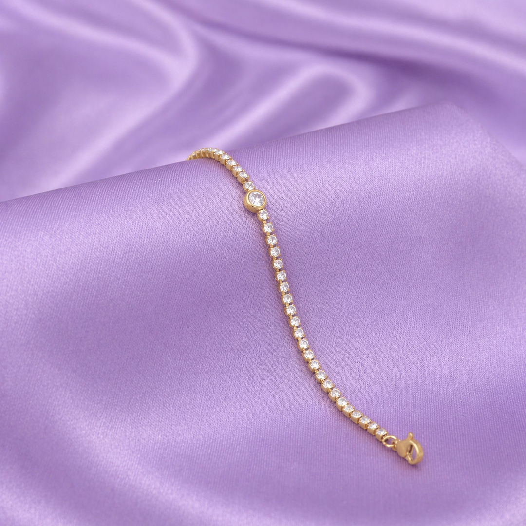 Solitaire Spark Gold Tennis Bracelet