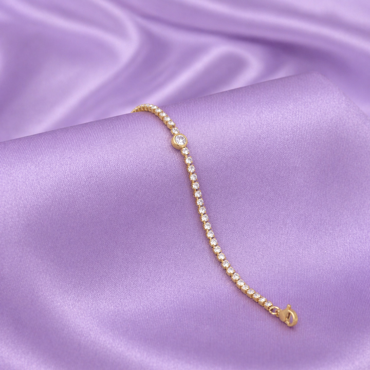 Solitaire Spark Gold Tennis Bracelet