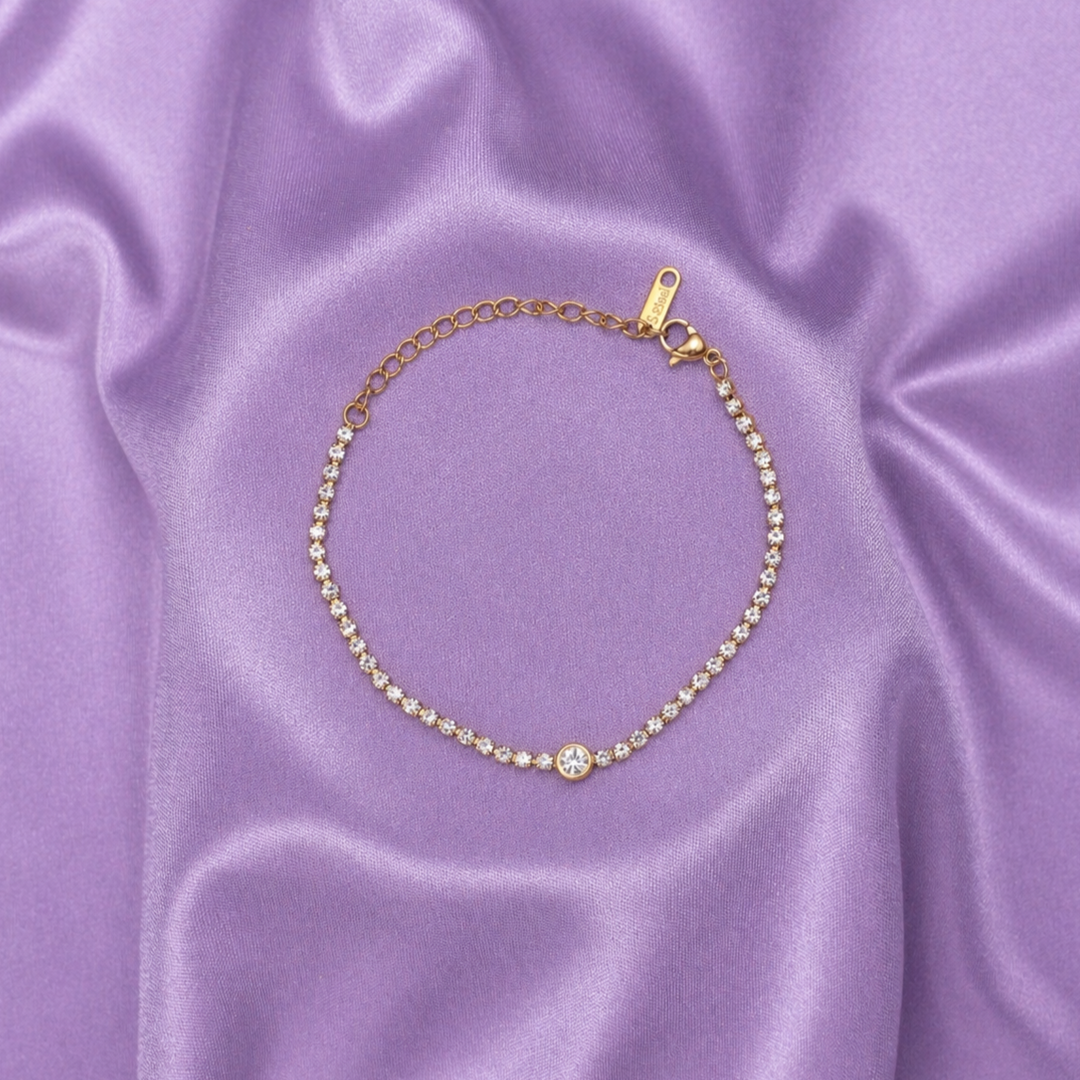 Solitaire Spark Gold Tennis Bracelet
