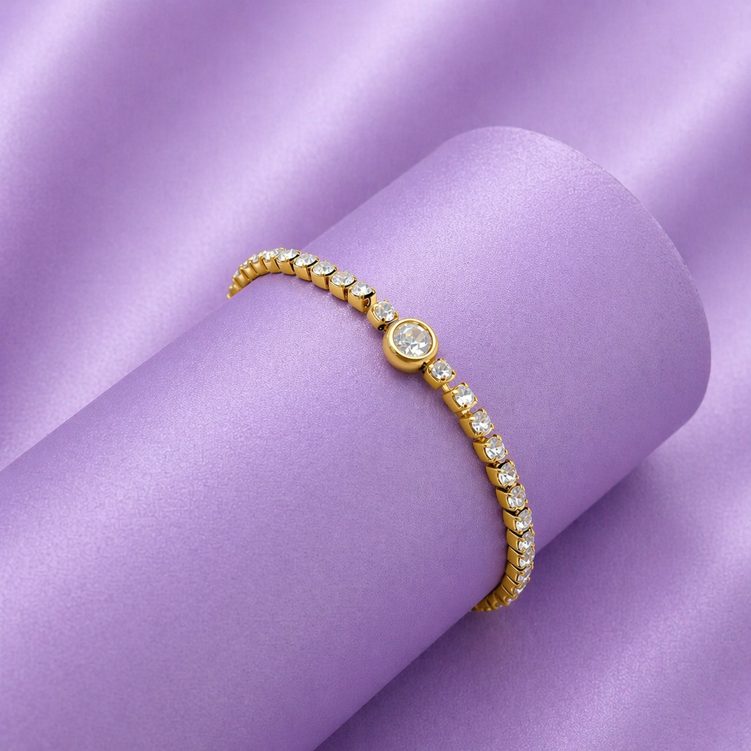 Solitaire Spark Gold Tennis Bracelet