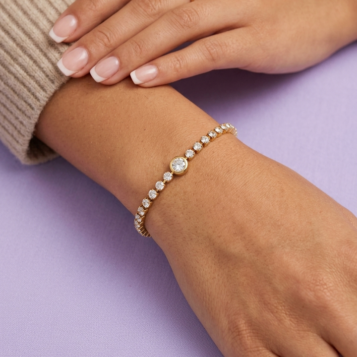Solitaire Spark Gold Tennis Bracelet