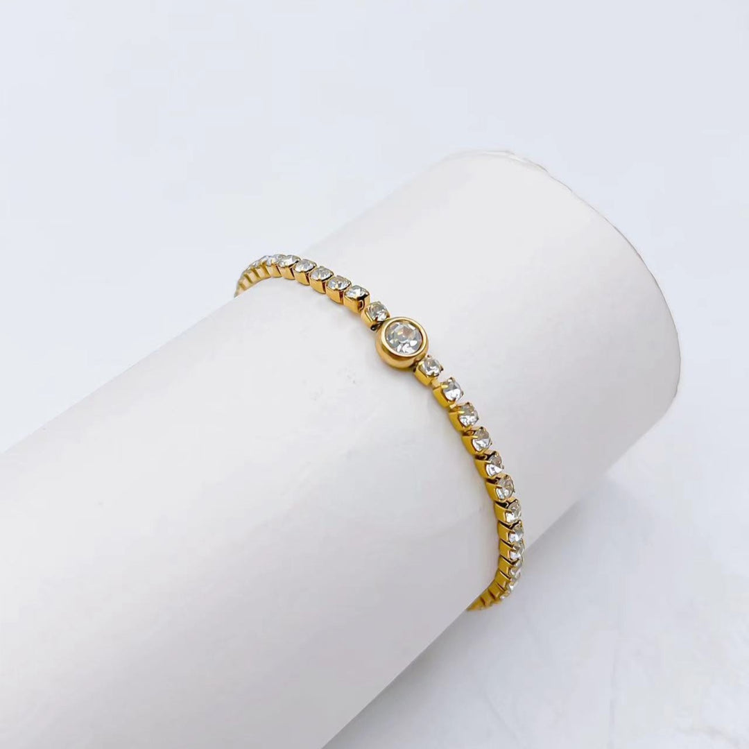 Solitaire Spark Gold Tennis Bracelet - Salty Accessories