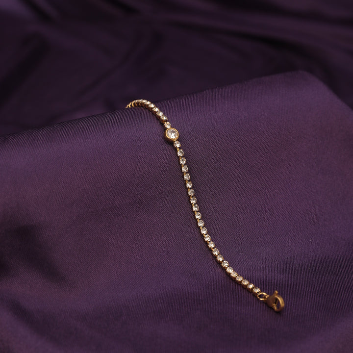 Solitaire Spark Gold Tennis Bracelet - Salty Accessories