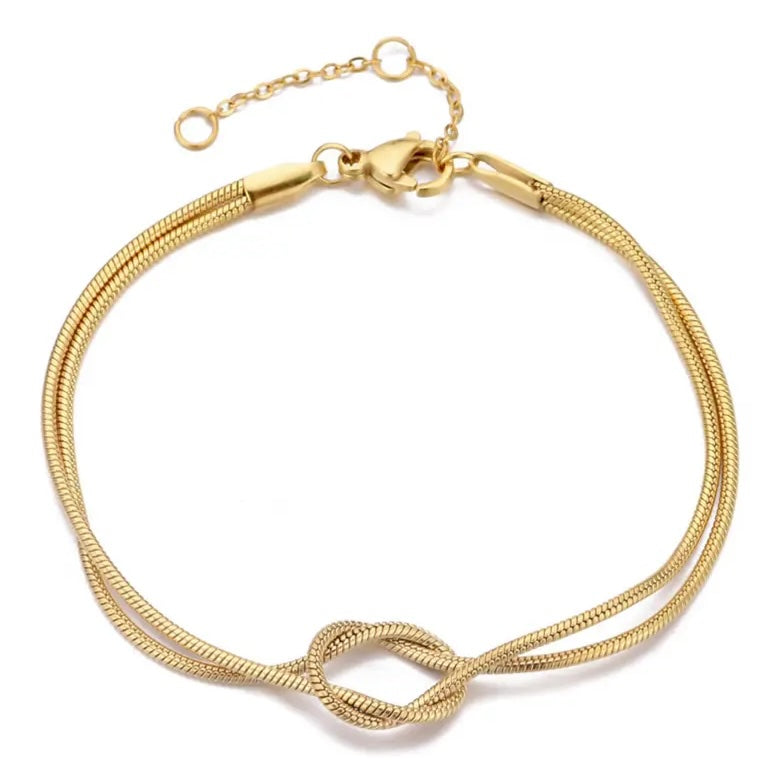 Linked by Love Knot Bracelet - Gold