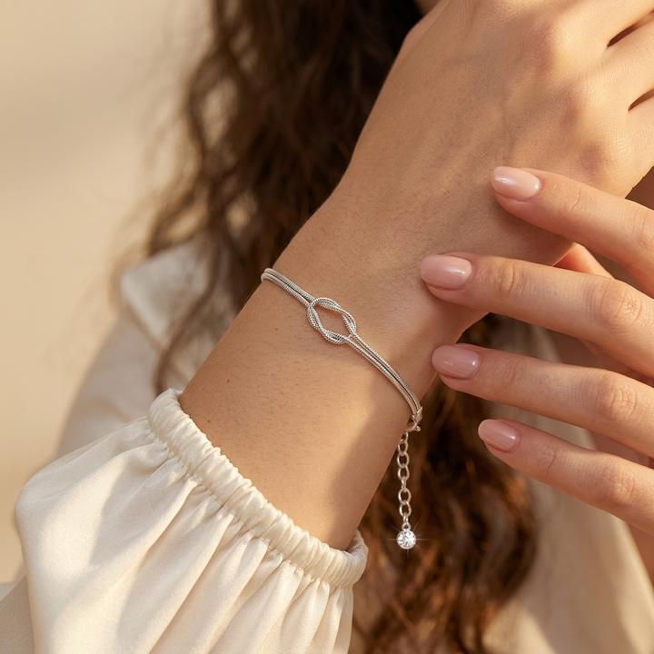 Linked by Love Knot Bracelet - Silver