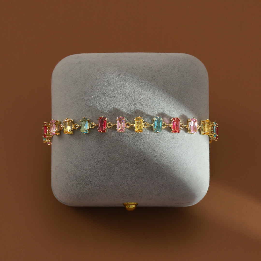 Rainbow Tennis Bracelet - Gold
