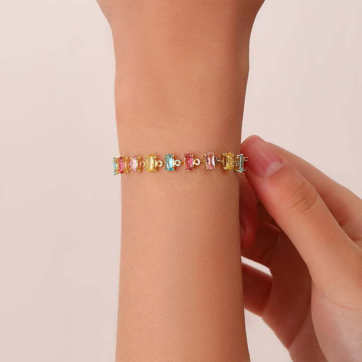 Rainbow Tennis Bracelet - Gold