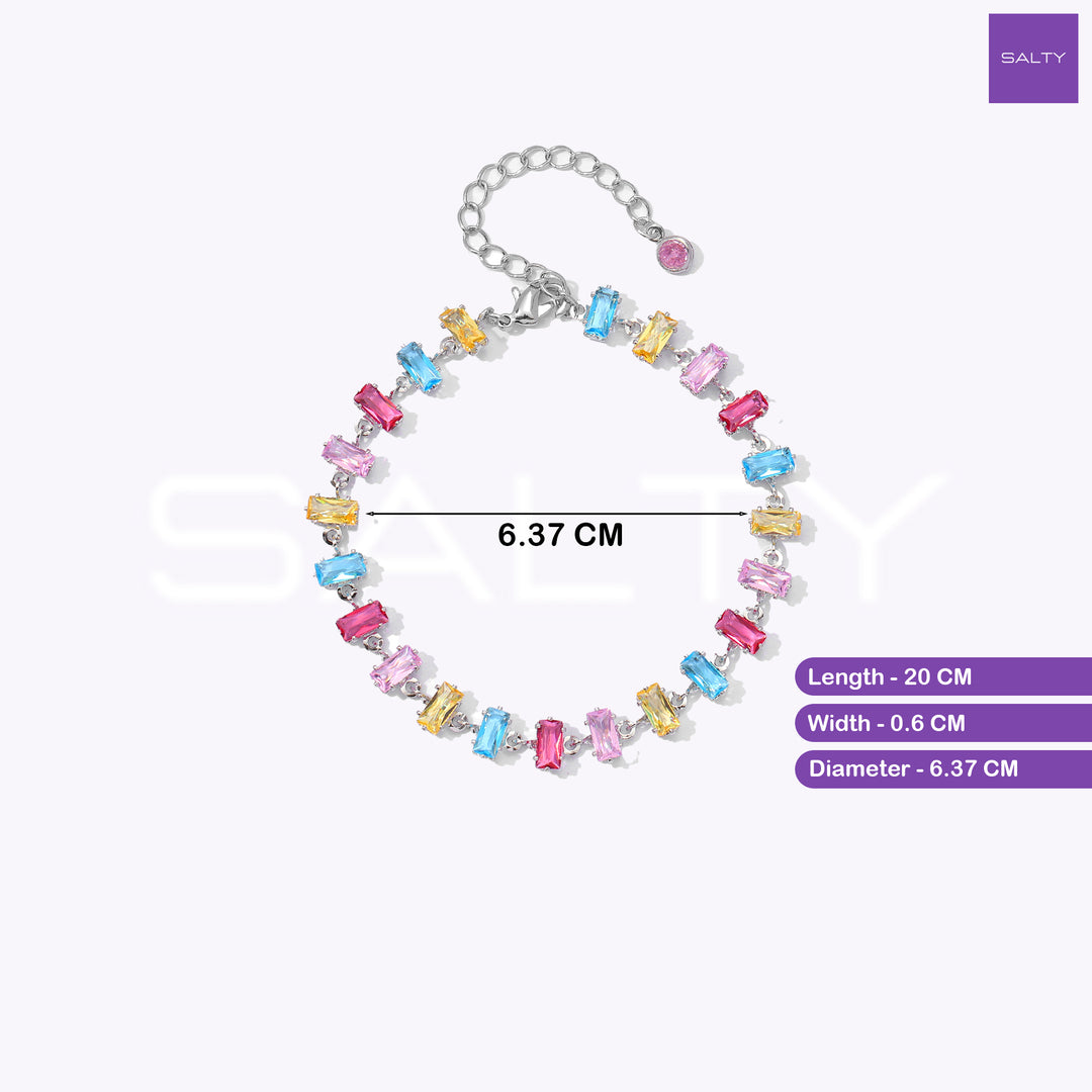 Rainbow Tennis Bracelet - Silver