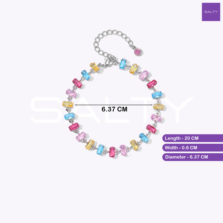 Rainbow Tennis Bracelet - Silver
