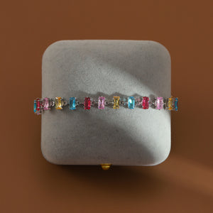 Rainbow Tennis Bracelet - Silver