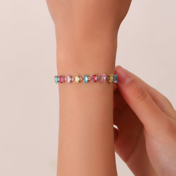 Rainbow Tennis Bracelet - Silver