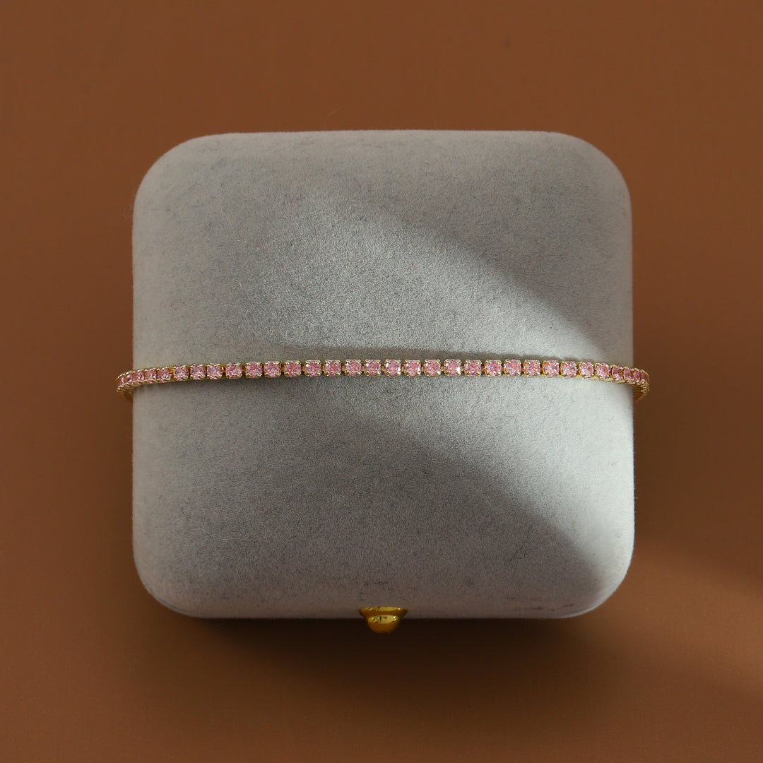 Blush Sparkling Tennis Bracelet - Gold