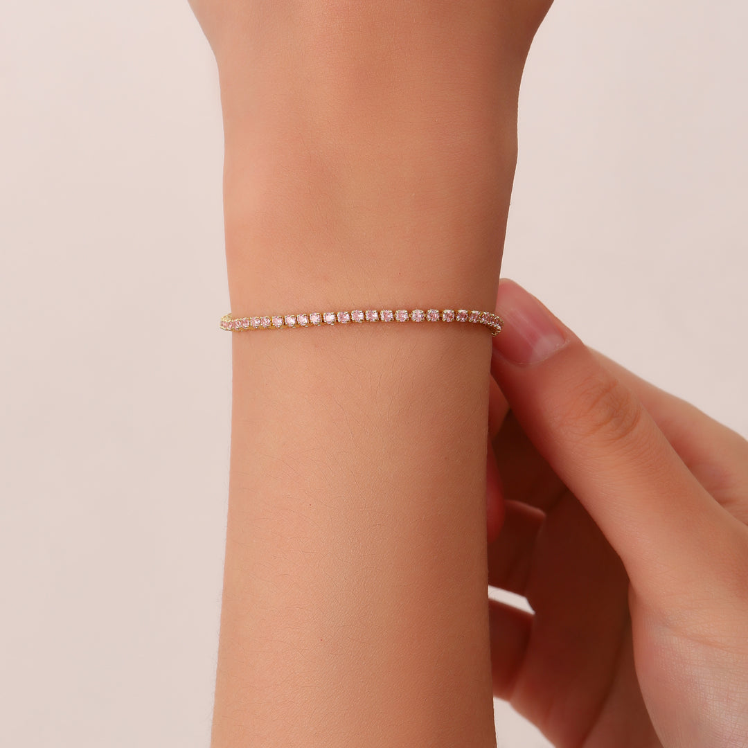 Blush Sparkling Tennis Bracelet - Gold