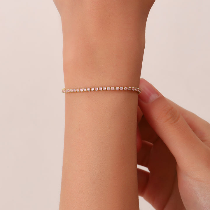 Blush Sparkling Tennis Bracelet - Gold