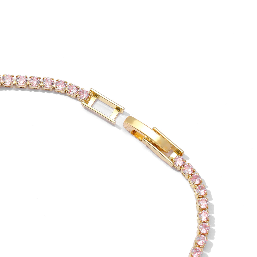 Blush Sparkling Tennis Bracelet - Gold