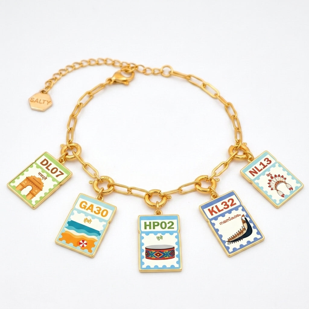 Personalized State Charm Bracelet