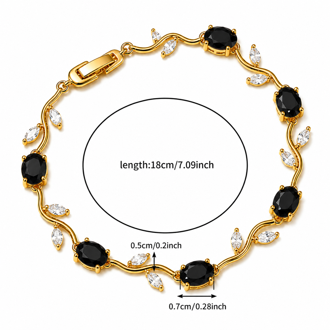 Tulip Crystal Vine Bracelet - (Gold-Black-White)