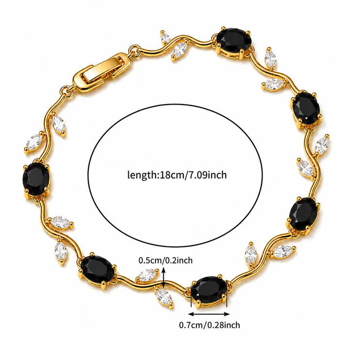 Tulip Crystal Vine Bracelet - (Gold-Black-White)