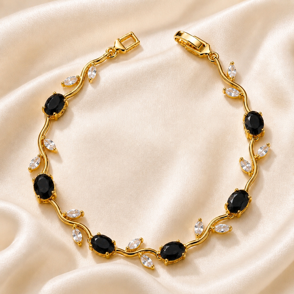 Tulip Crystal Vine Bracelet - (Gold-Black-White)