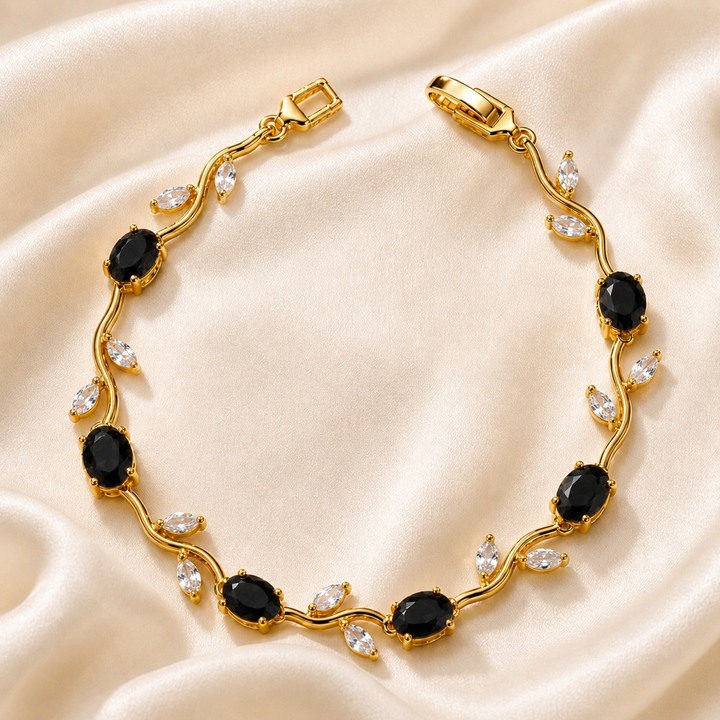 Tulip Crystal Vine Bracelet - (Gold-Black-White)
