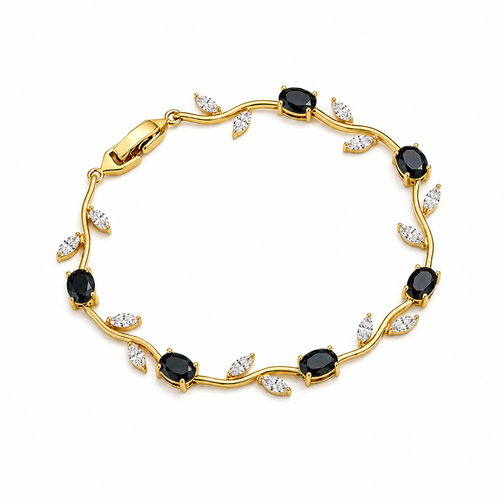 Tulip Crystal Vine Bracelet - (Gold-Black-White)