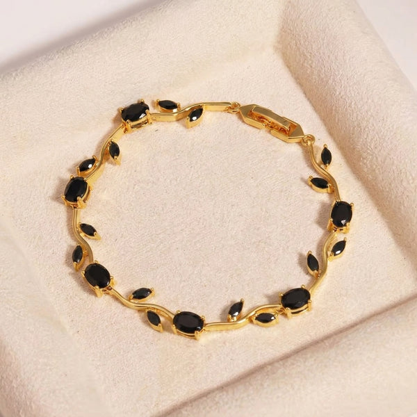 Tulip Crystal Vine Bracelet - Black