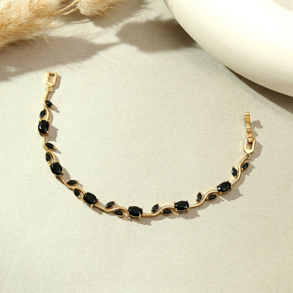 Tulip Crystal Vine Bracelet - Black