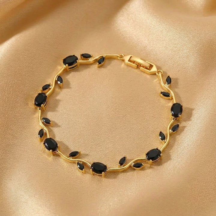 Tulip Crystal Vine Bracelet - Black