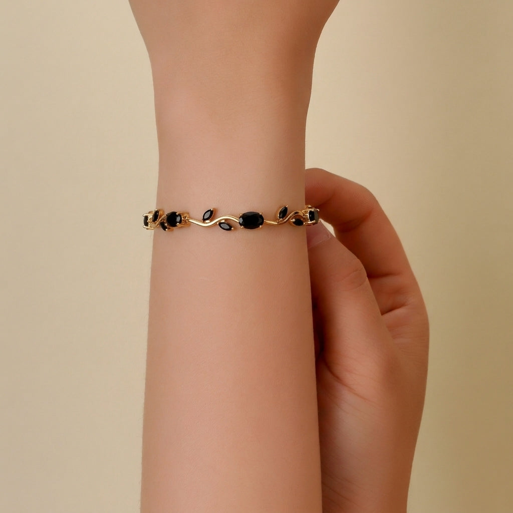 Tulip Crystal Vine Bracelet - Black