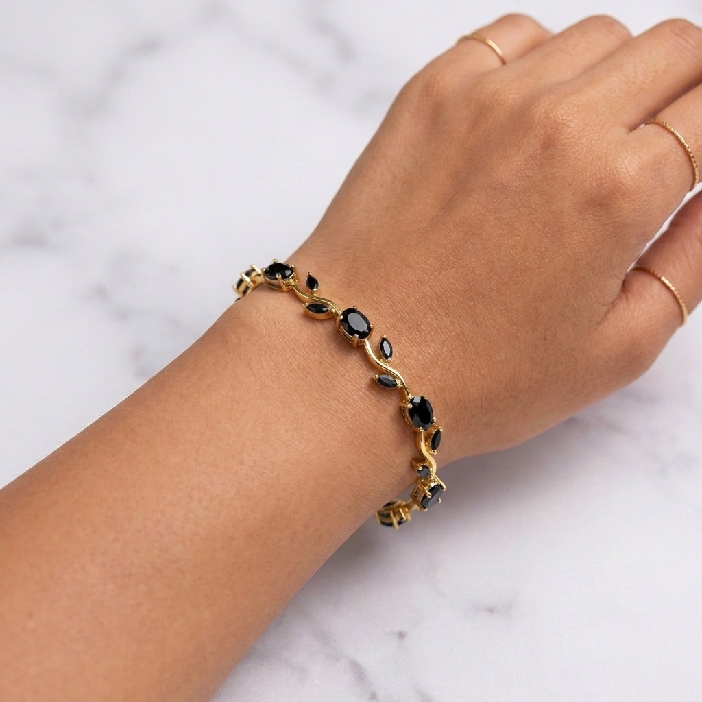 Tulip Crystal Vine Bracelet - Black