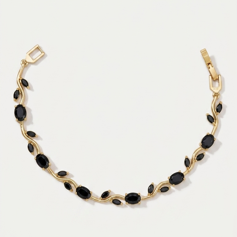 Tulip Crystal Vine Bracelet - Black