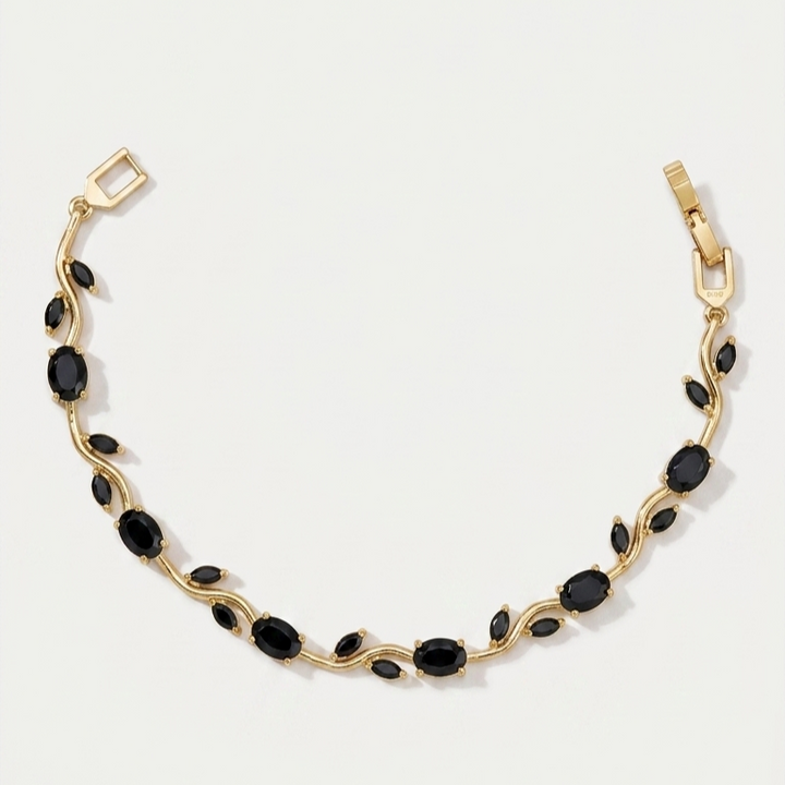 Tulip Crystal Vine Bracelet - Black