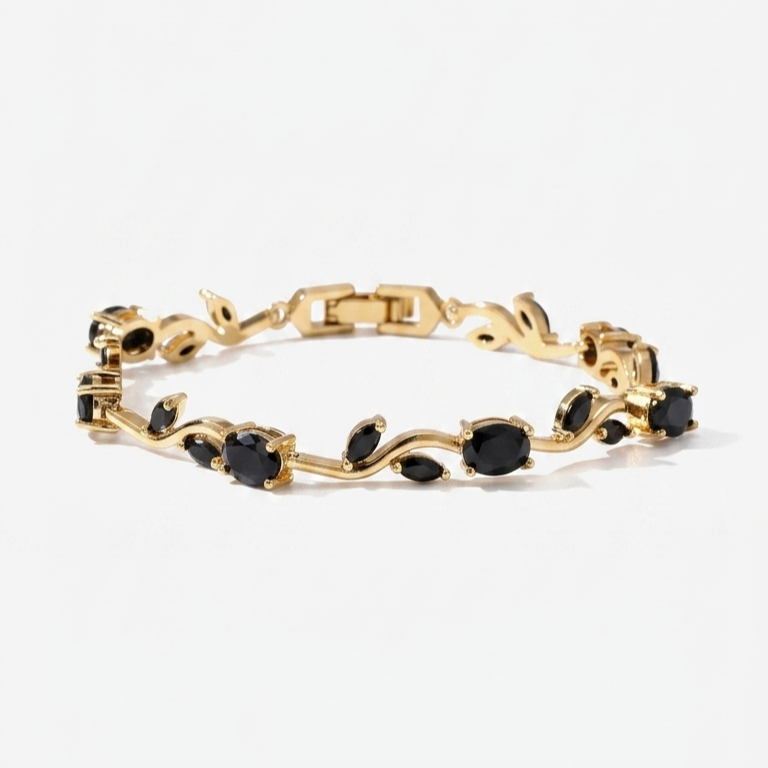 Tulip Crystal Vine Bracelet - Black