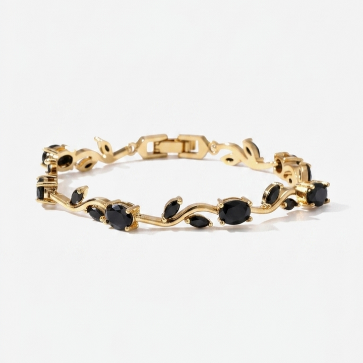 Tulip Crystal Vine Bracelet - Black