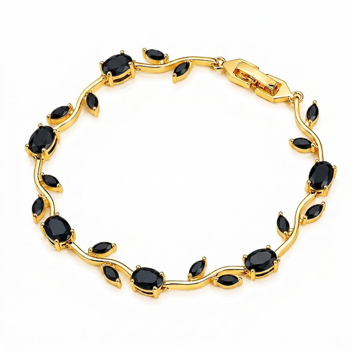 Tulip Crystal Vine Bracelet - Black