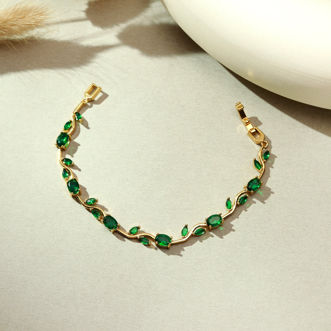 Tulip Crystal Vine Bracelet - Green