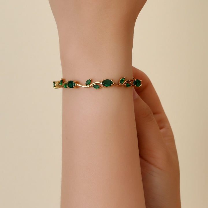 Tulip Crystal Vine Bracelet - Green